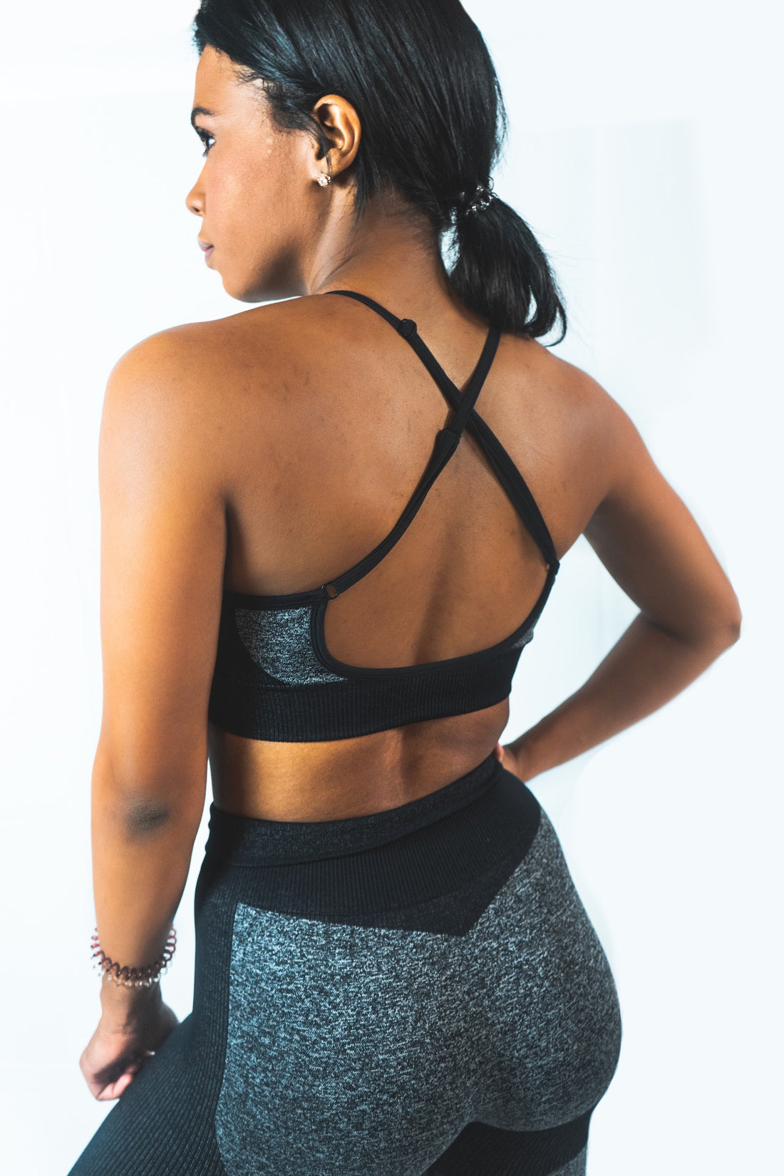 Criss Cross Sports Bra- Black and Gray